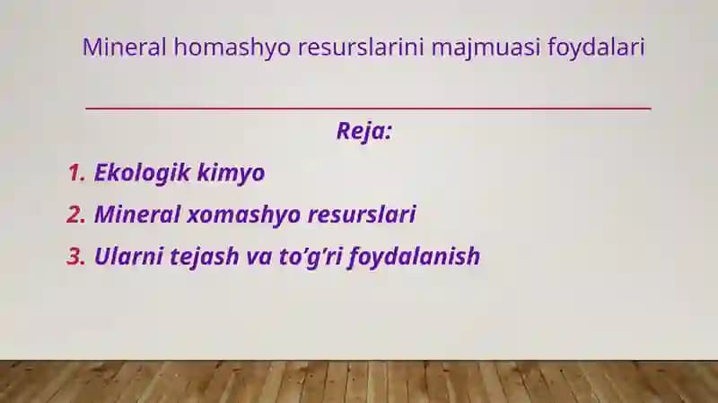 Mineral homashyoresurslarinimajmuasifoydalari