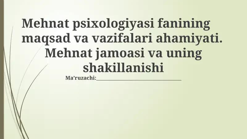 Mehnat psixologiyasi
