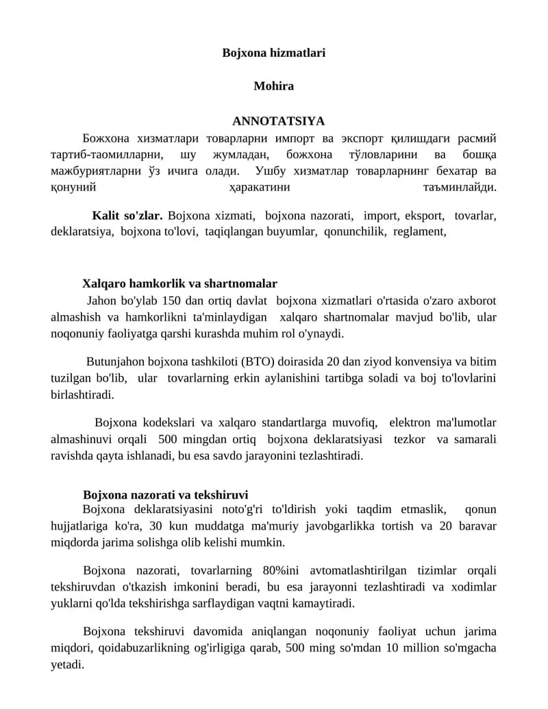 Bojxona hizmatlari