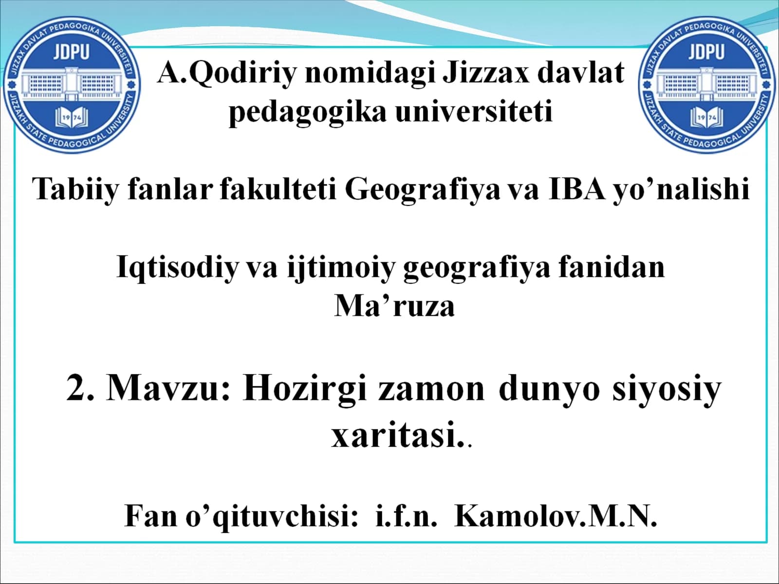 Hozirgi zamon dunyo siyosiy xaritasi