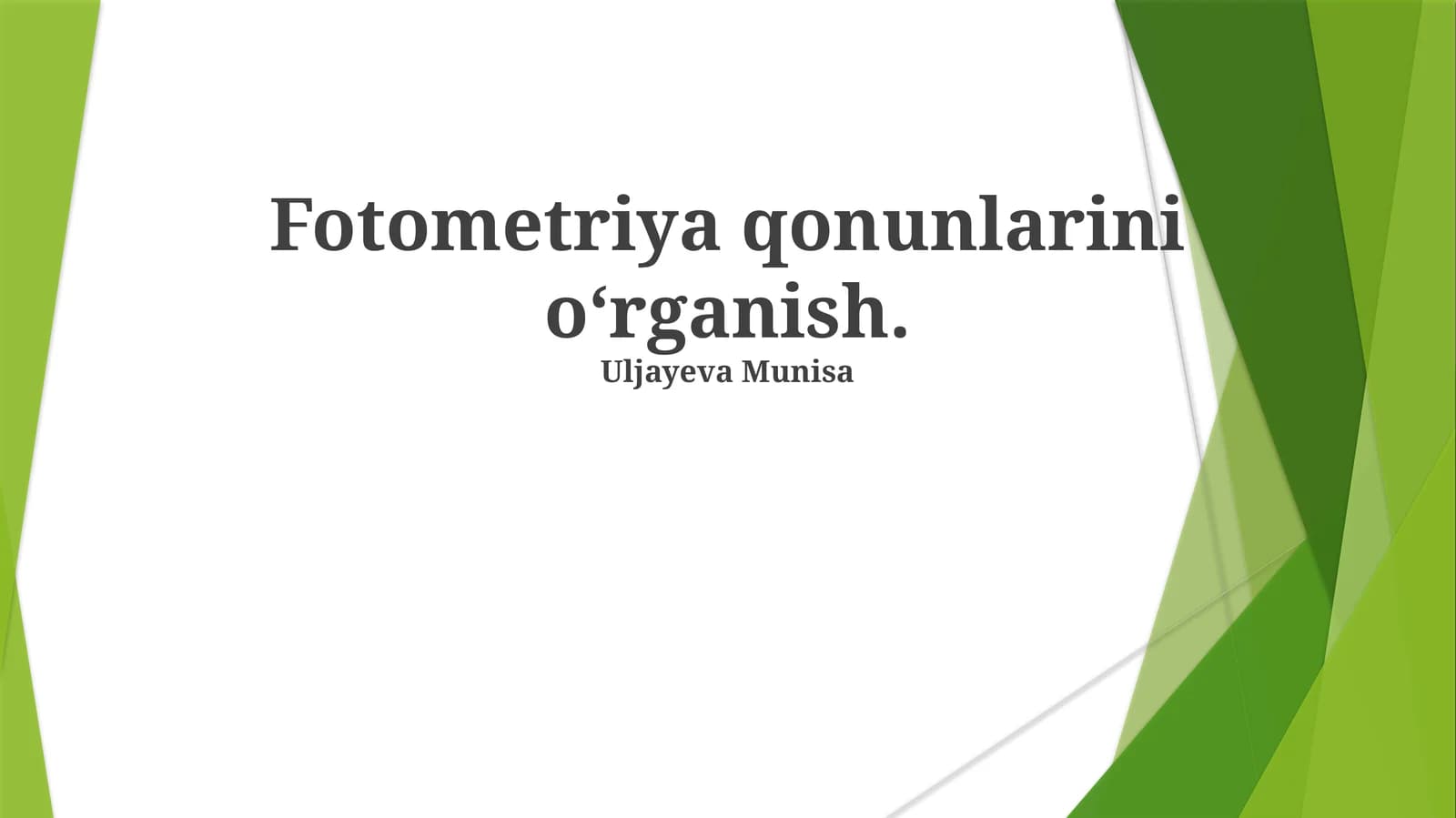 Fotometriya qonunlarini o‘rganish