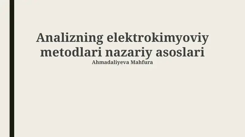 Elektrokimyoviy usullar nazariyasi