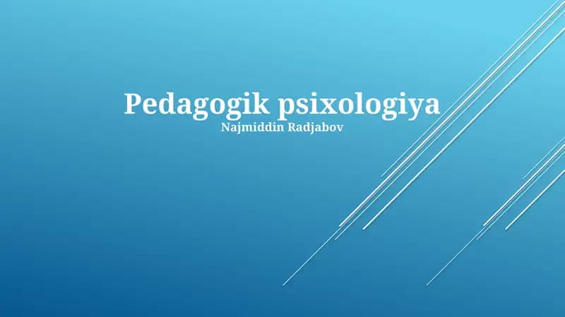 Pedagogik psixologiya