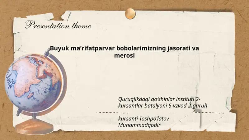 Buyuk Maʼrifatparvar Bobolarimizning Jasorati va Merosi