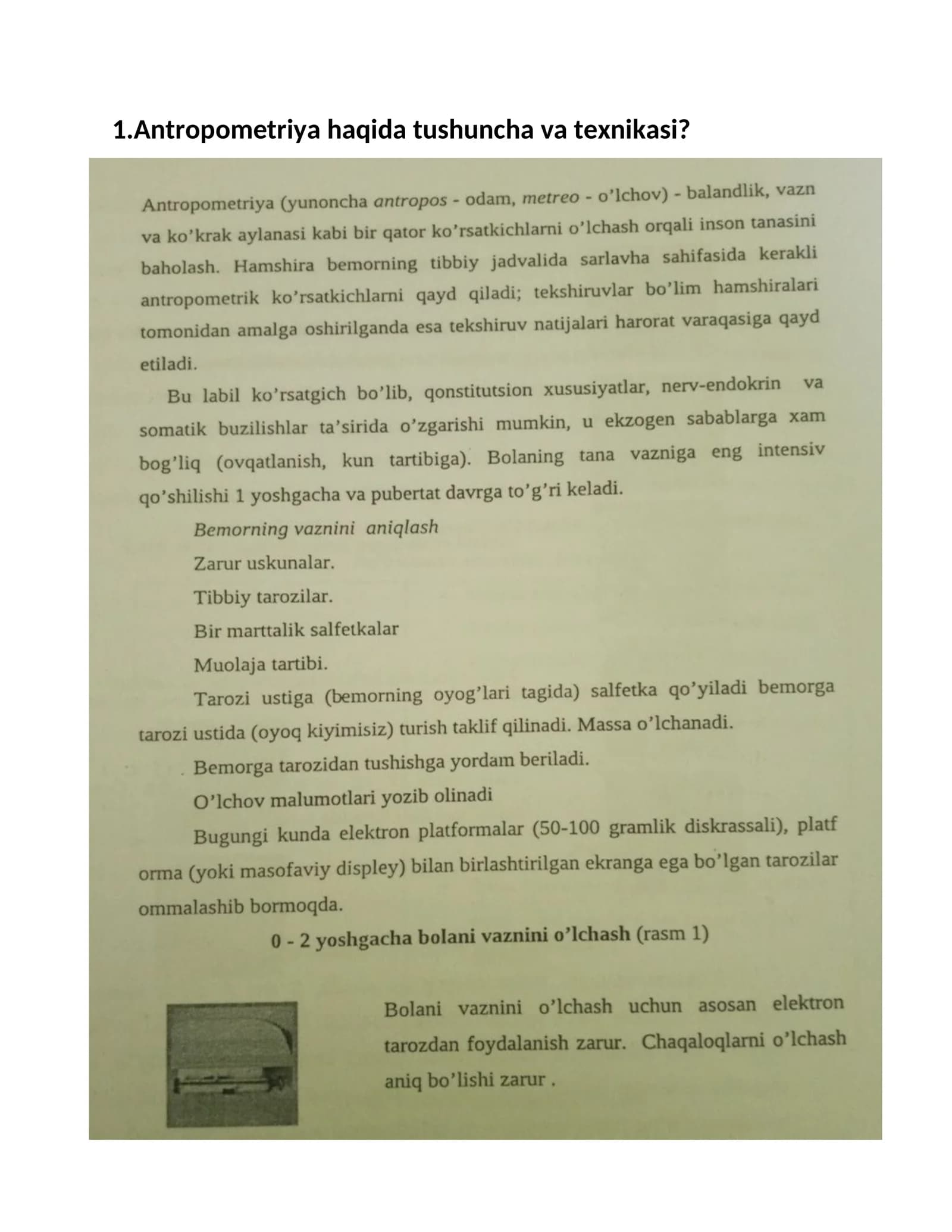 Antropometriya haqida tushuncha va texnikasi