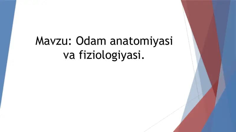 Odam anatomiyasi va fiziologiyasi.