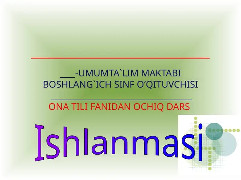 So'z turkumlari (ona tili fanidan dars ishlanma)