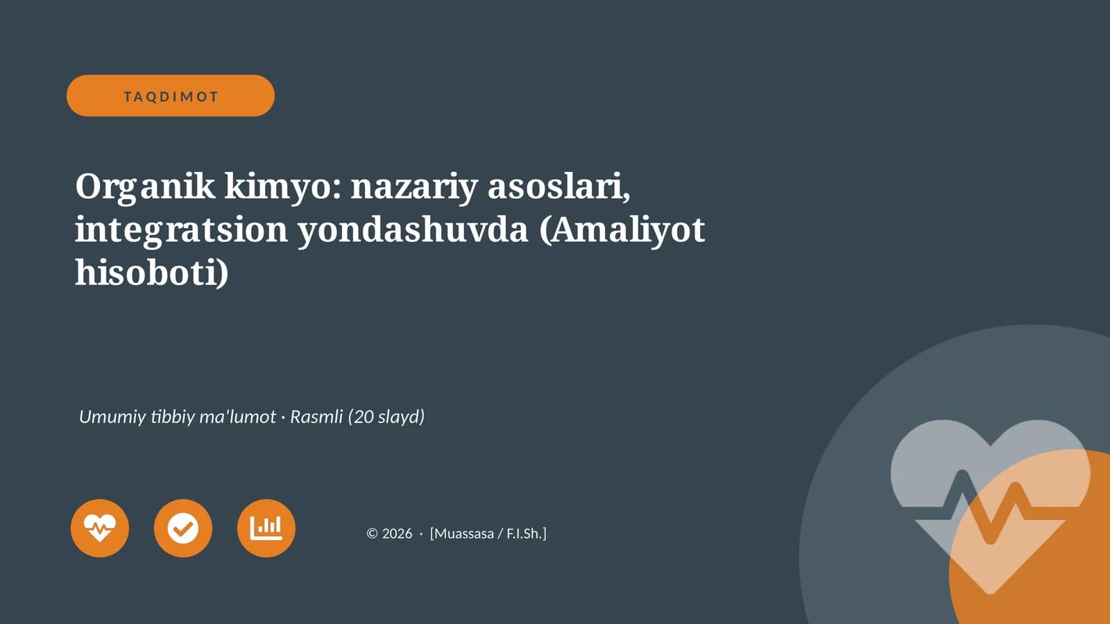 Organik kimyo: nazariy asoslari, integratsion yondashuvda (Amaliyot hisoboti)