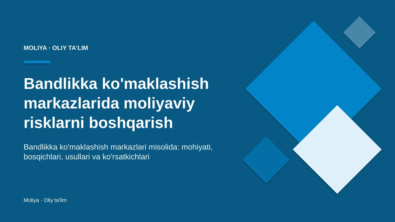 Moliya · Oliy Ta'lim