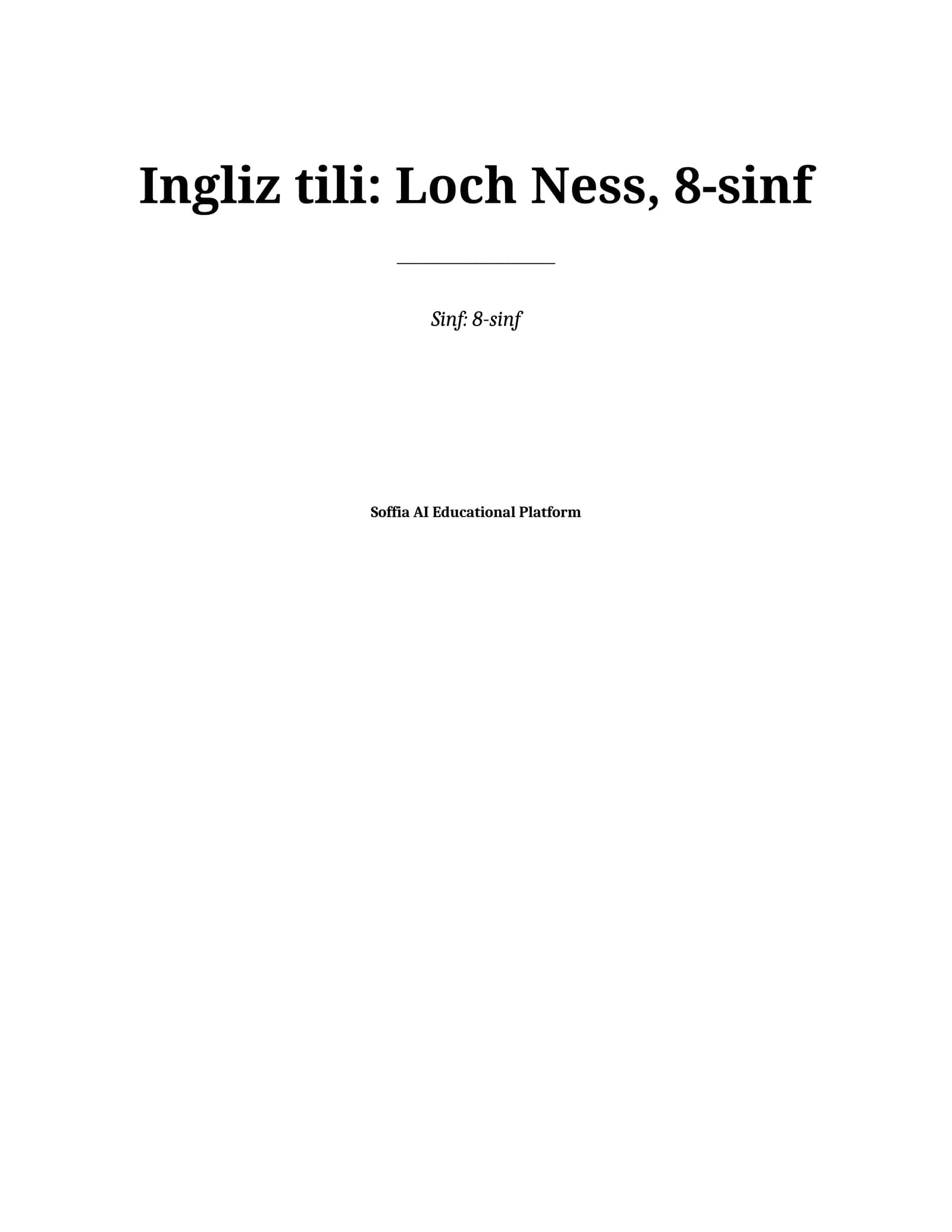 Lesson on Ingliz tili: Loch Ness, 8-sinf