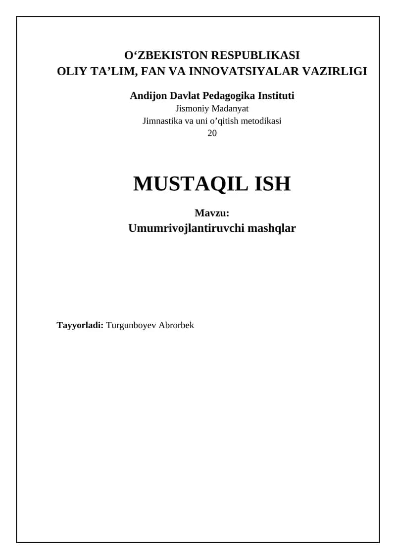 Umumiy rivojlanish mashqlari