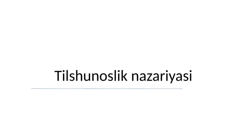 Tilshunoslik nazariyasi