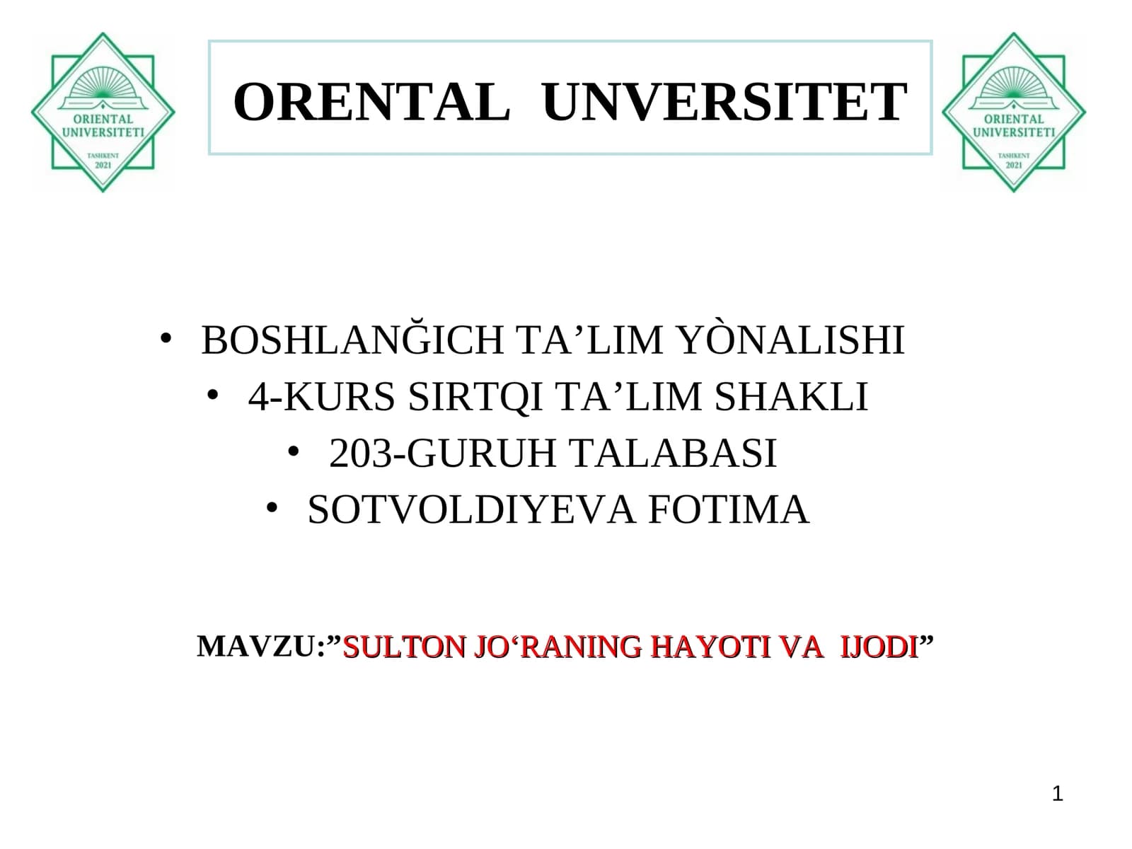 Sulton Jo’raning Hayoti va Ijodi