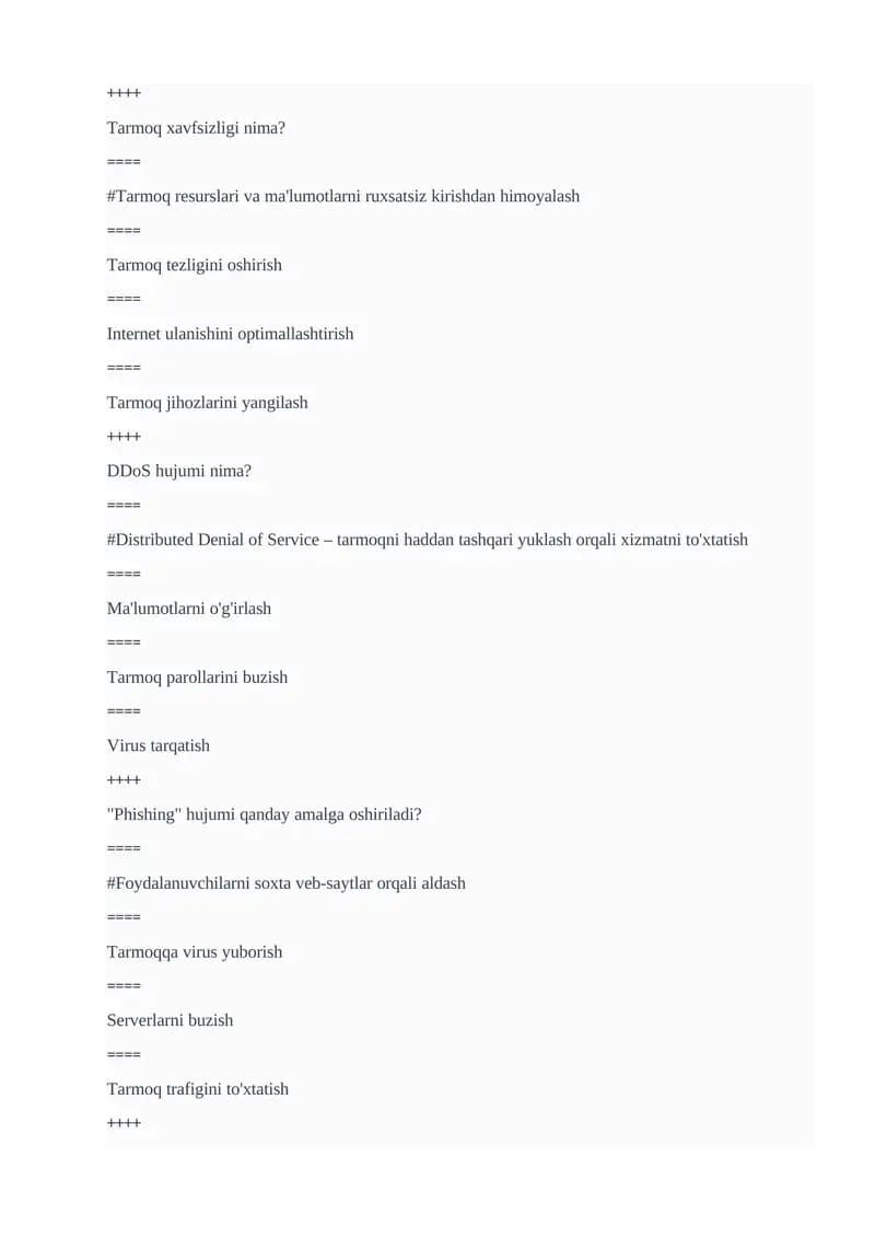 Tarmoq xavfsizligi nima?