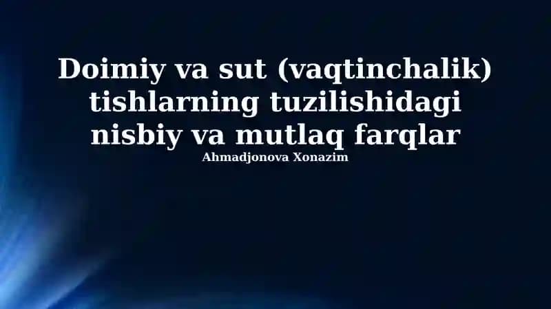 Sut va Doimiy Tishlar