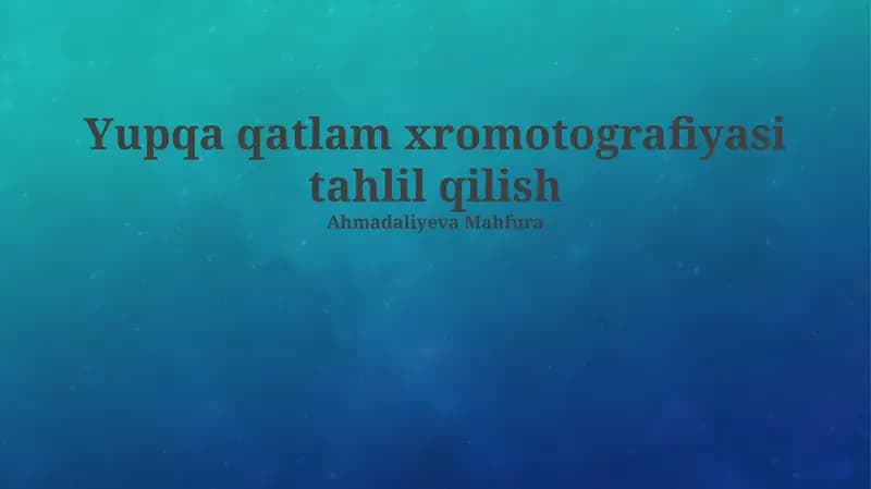 Nozik qatlamli xromatografiya