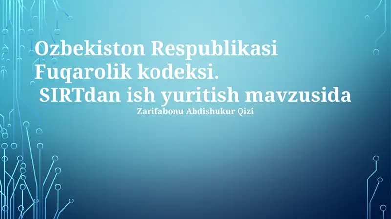 Masofaviy Ish Shartnomalari