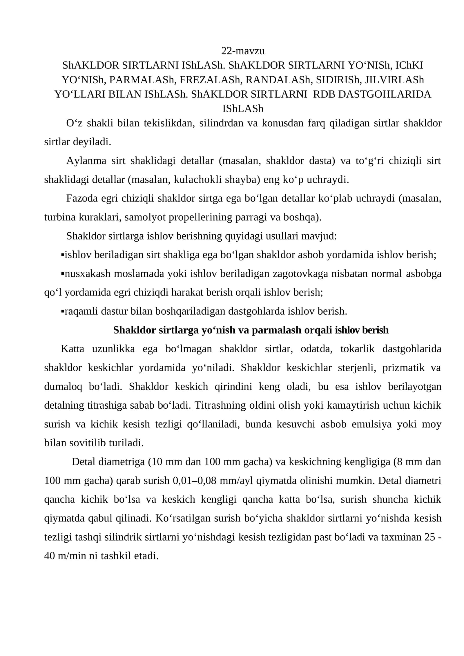 ShAKLDOR SIRTLARNI IShLASh