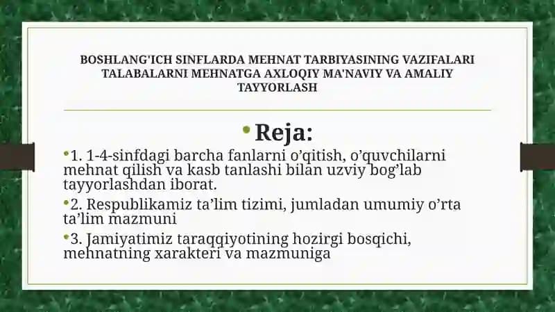 Mehnat tarbiyasi va vazifalari