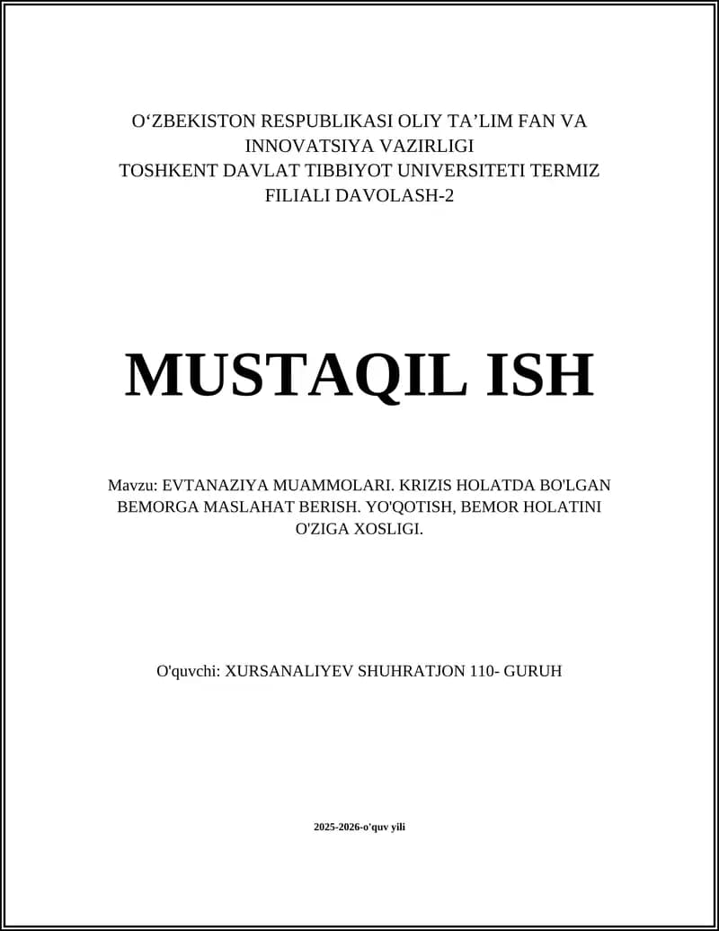EVTANAZIYA MUAMMOLARI