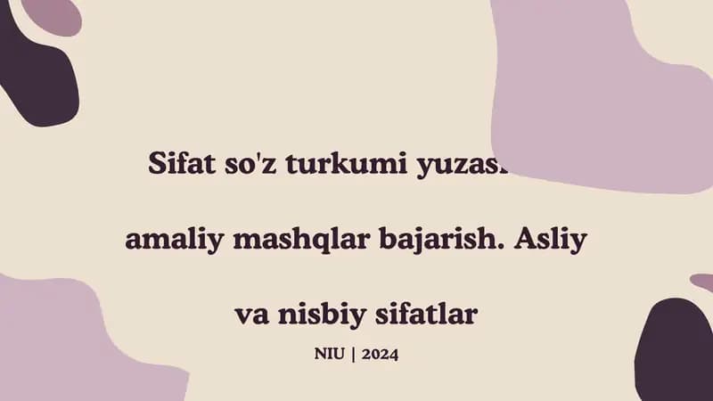 Sifat so'z turkumiyuz
