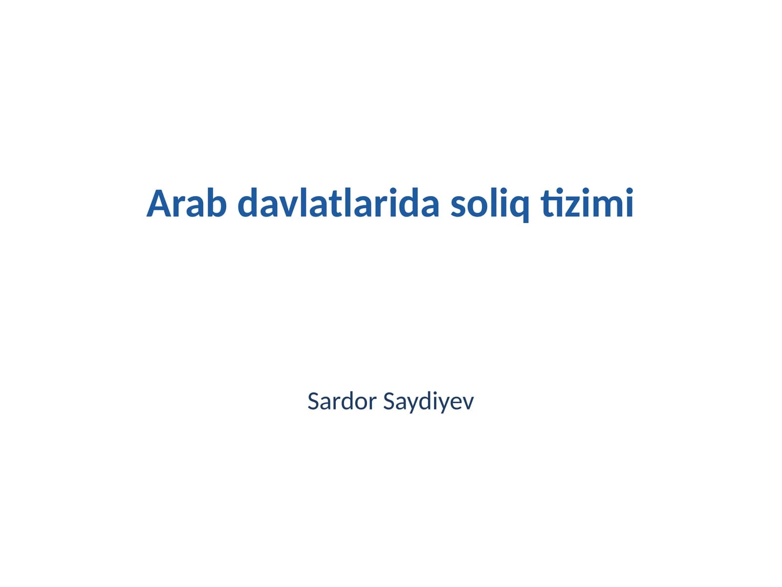 Arab davlatlarida soliq tizimi