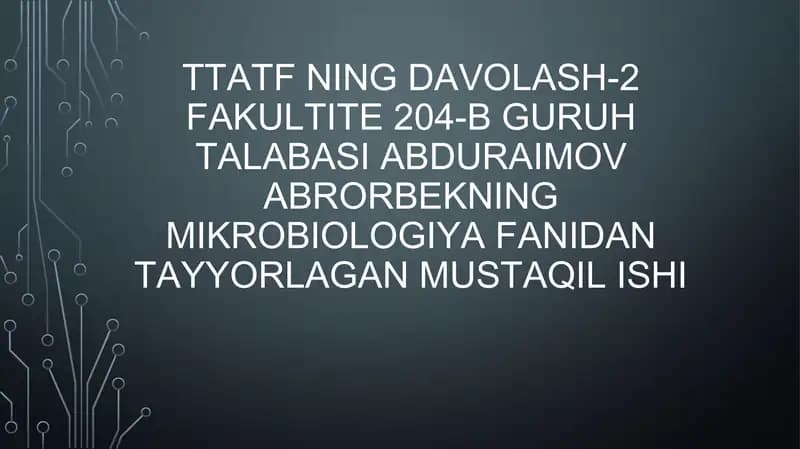 Nozokomial infektsiyalar va bioaerozollar