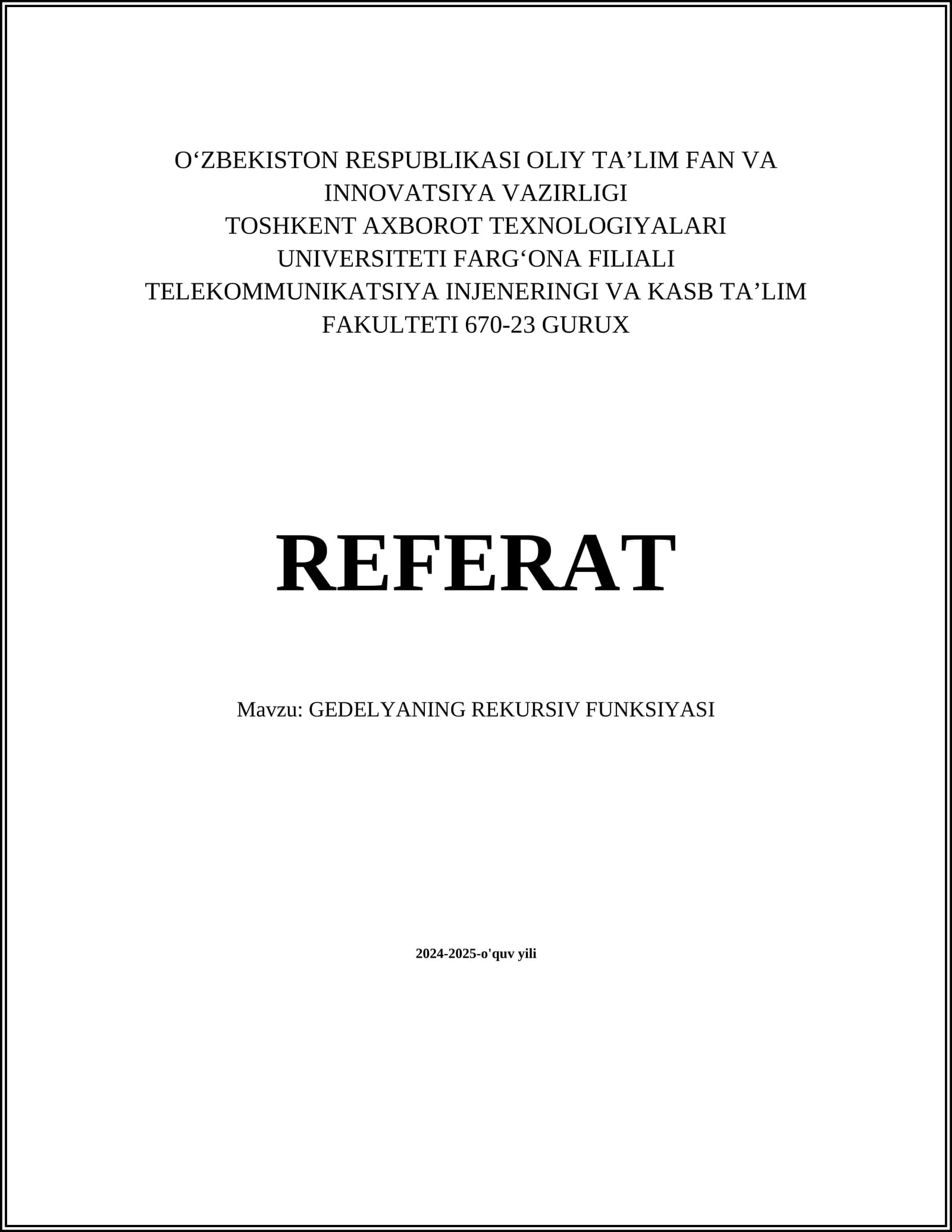 GEDELYANING REKURSIV FUNKSIYASI