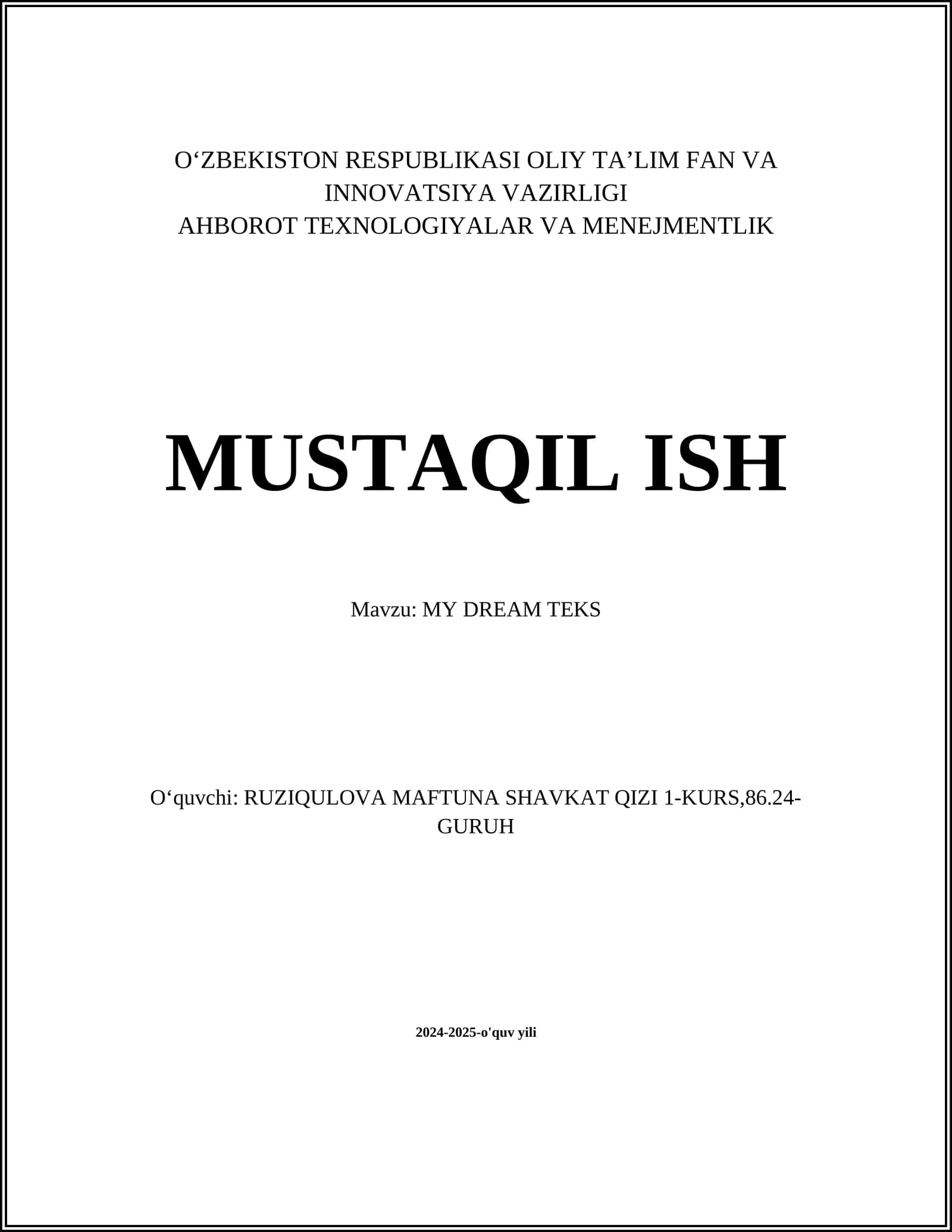 MY DREAM TEKS