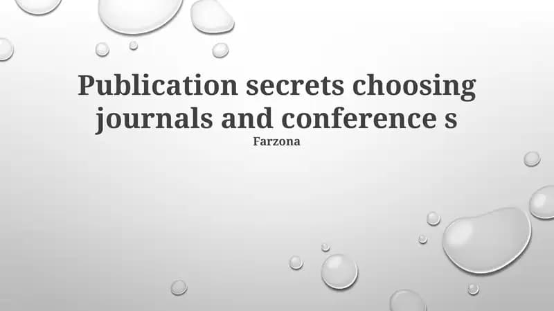 Publication secrets choosing journals and conference s