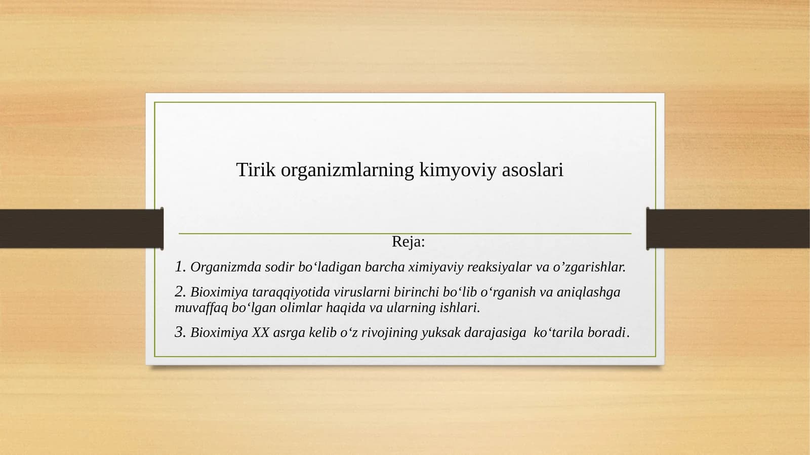 Tirik organizmlarning kimyoviy asoslari