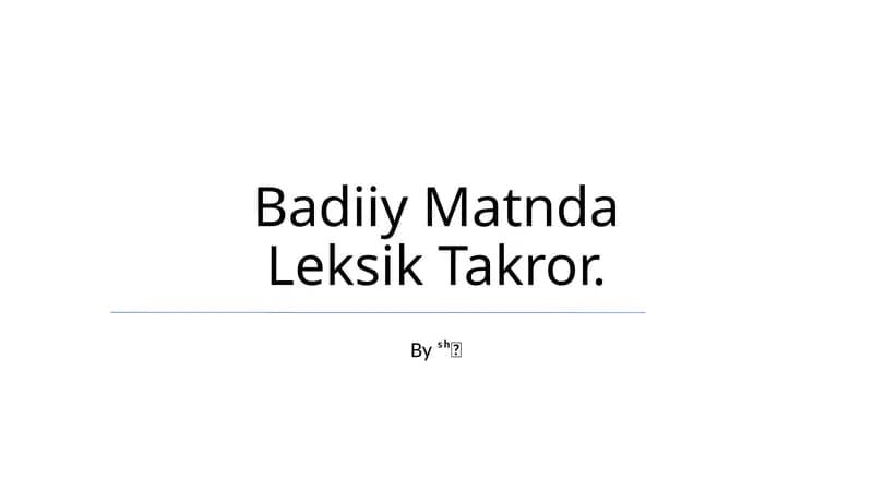 Badiiy Matnda Leksik Takror