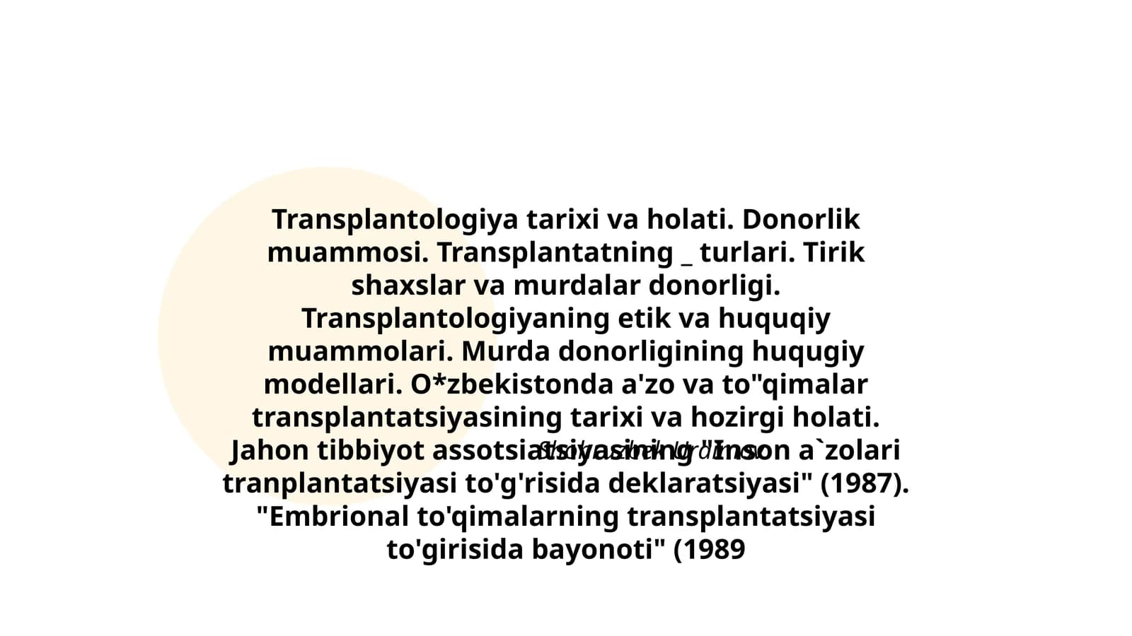 Transplantologiya tarixi va holati