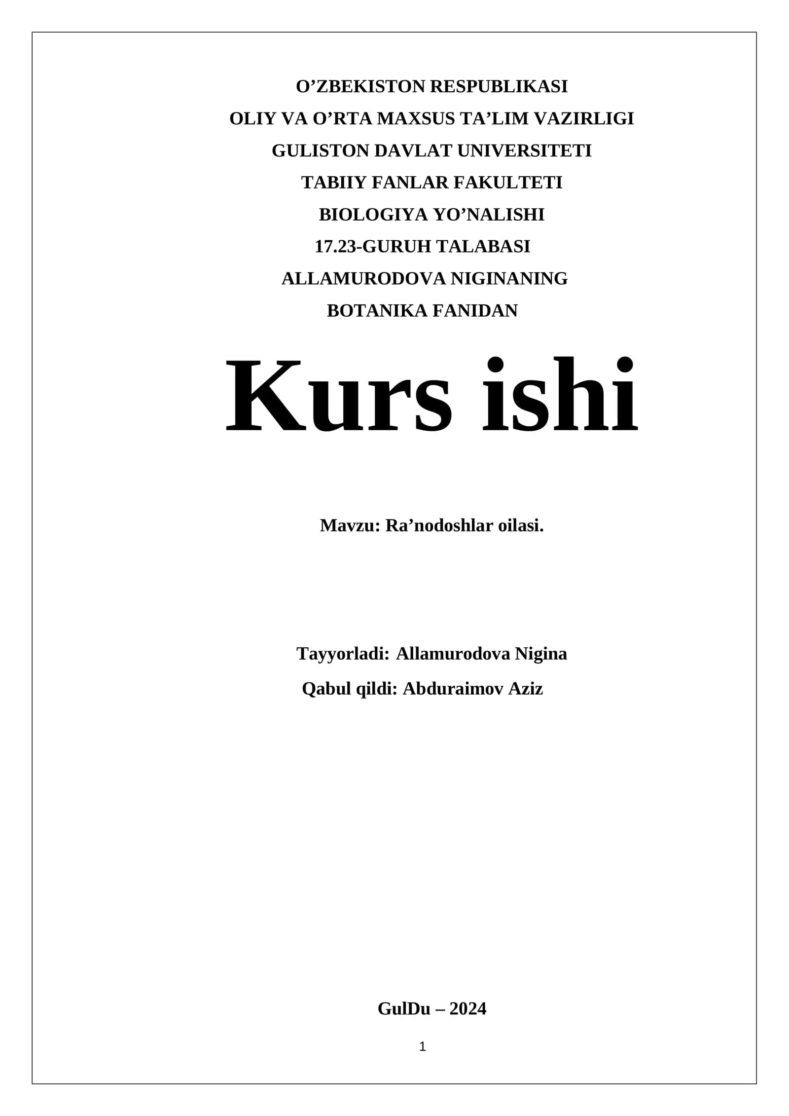 Ra’nodoshlar oilasi