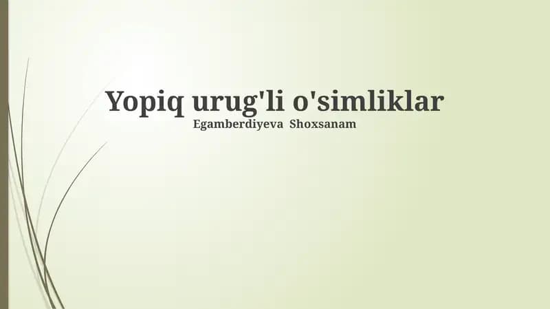 Yopiq urug'li o'simliklar
