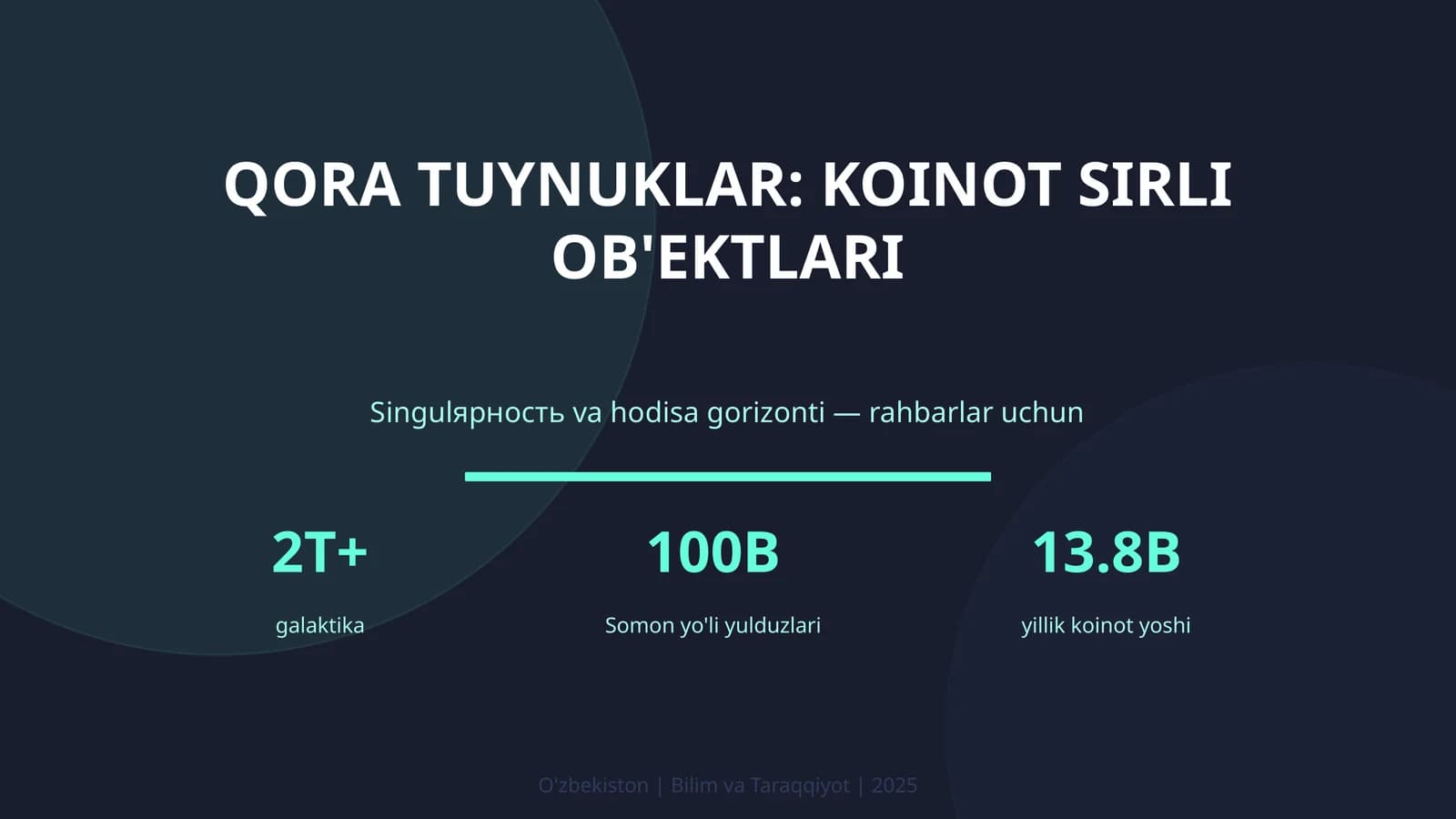 Qora tuynuklar: koinot sirli ob'ektlari