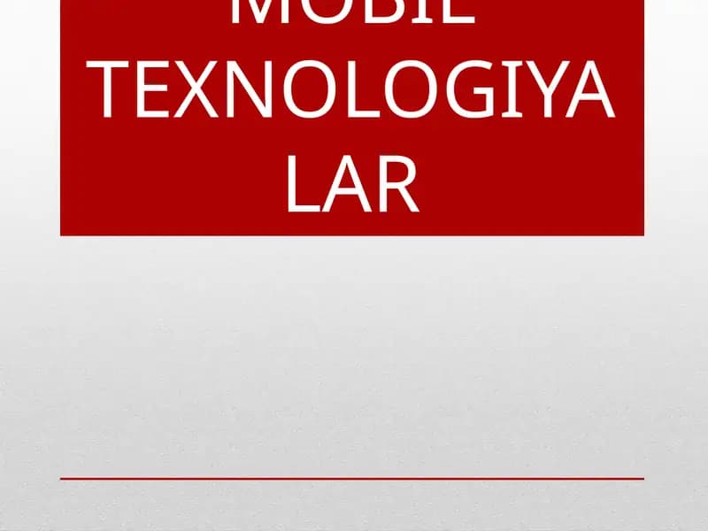 MOBILTEXNOLOGIYALAR