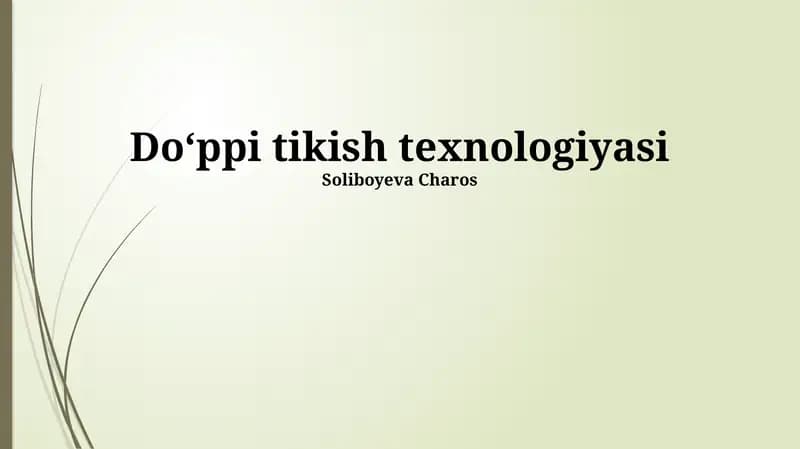 Doppi Tikuv Texnologiyasi
