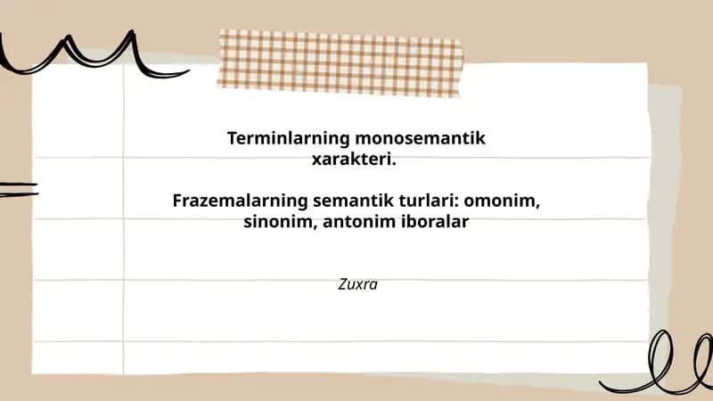 Terminlarning monosemantik xarakteri