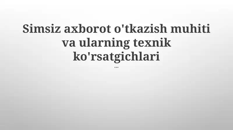 Simsiz Aloqa Standartlari