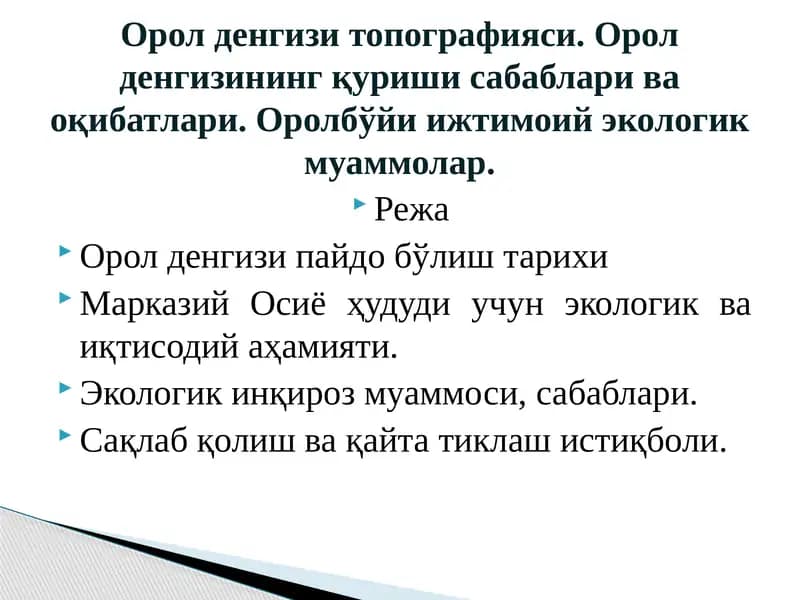 Орол денгизи топографияси