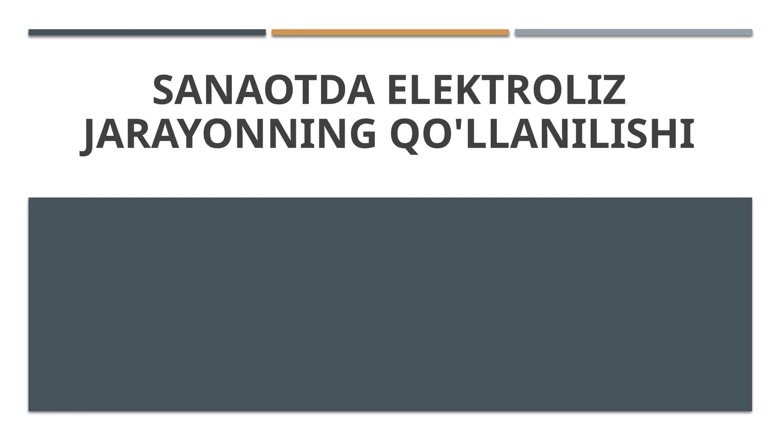 Elektroliz jarayonining sanoatdagi qo'llanilishi
