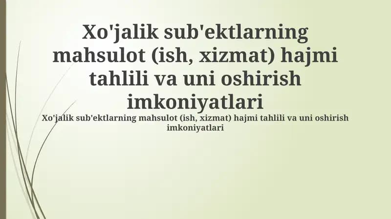 Ishlab chiqarish hajmini tahlil qilish