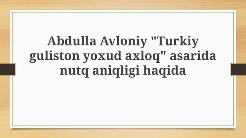 "Turkiston gulistoni" asari danutqaniqligi haqida