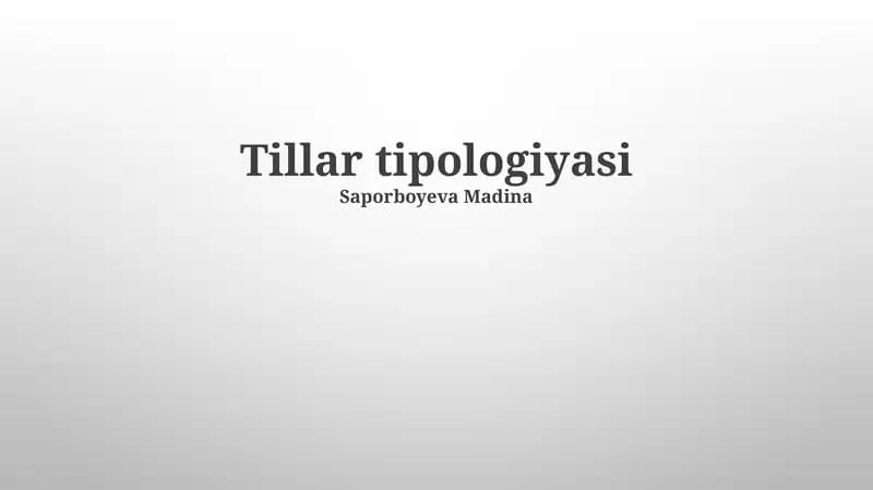 Tillar tipologiyasi