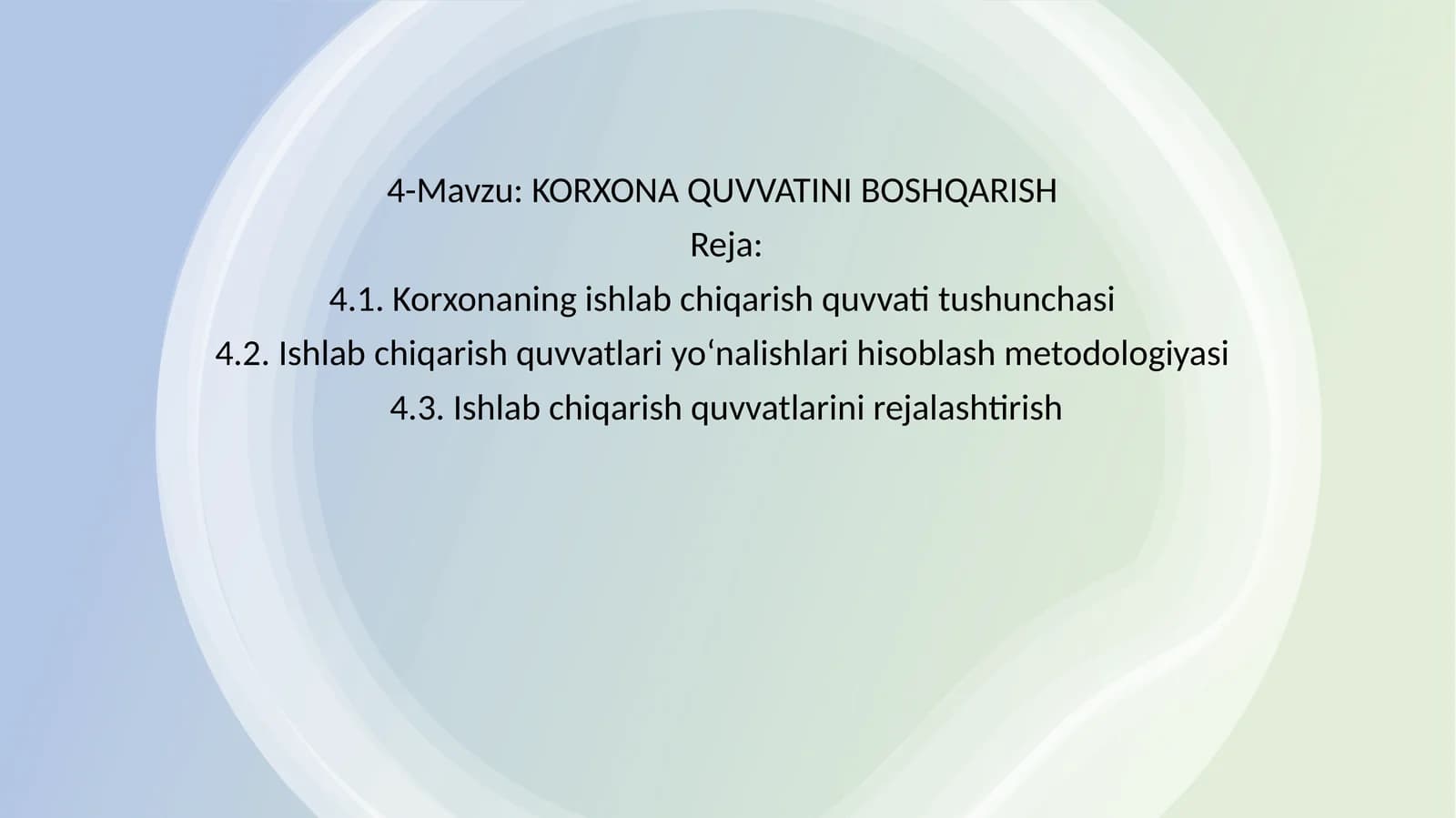 KORXONA QUVVATINI BOSHQARISH