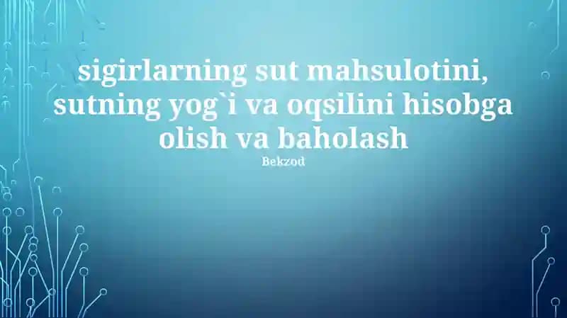 Sut mahsuloti baholash