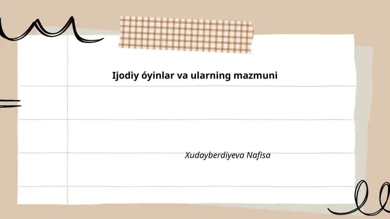 Ijodiy óyinlar va ularning mazmuni