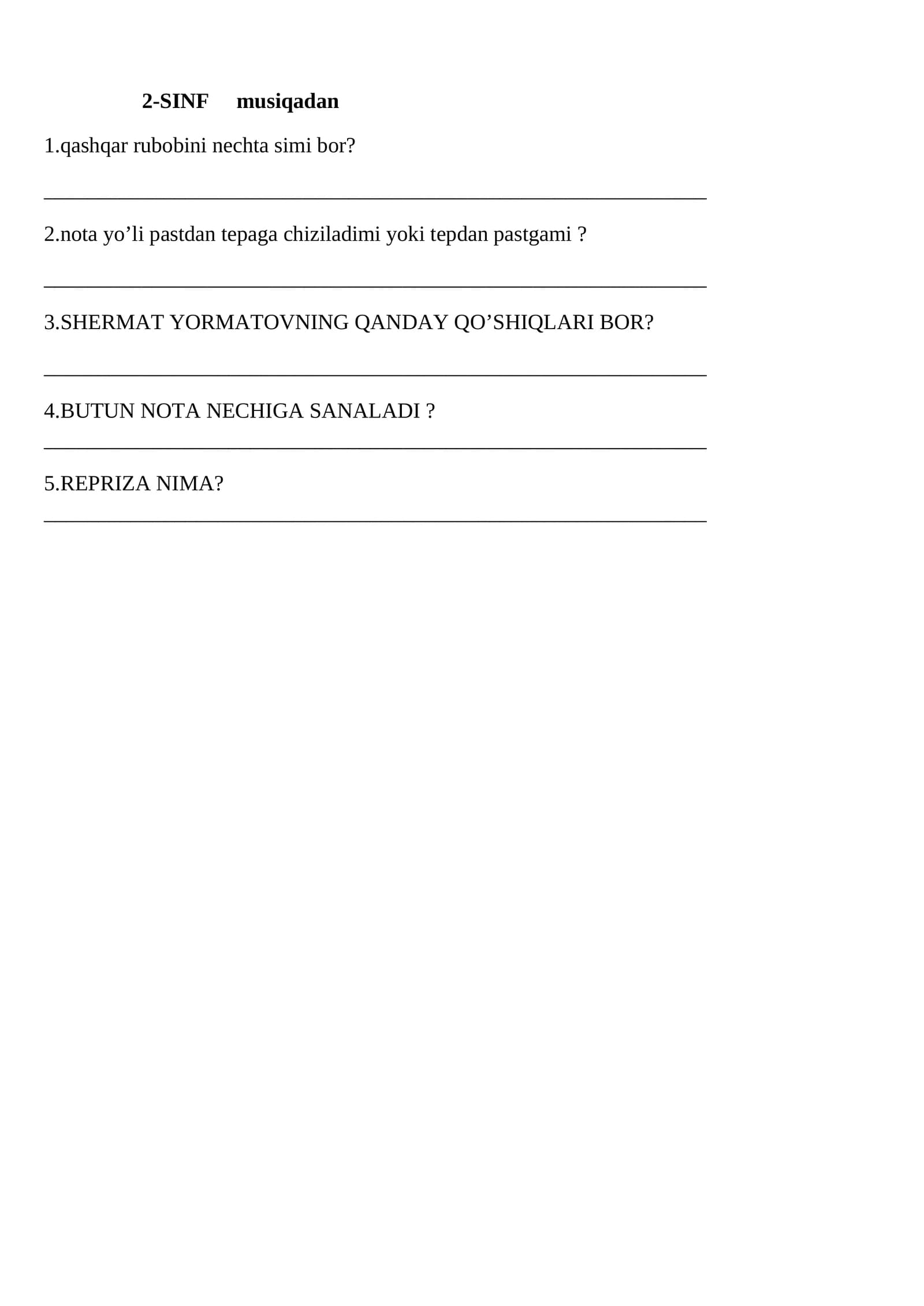2-SINF musiqadan