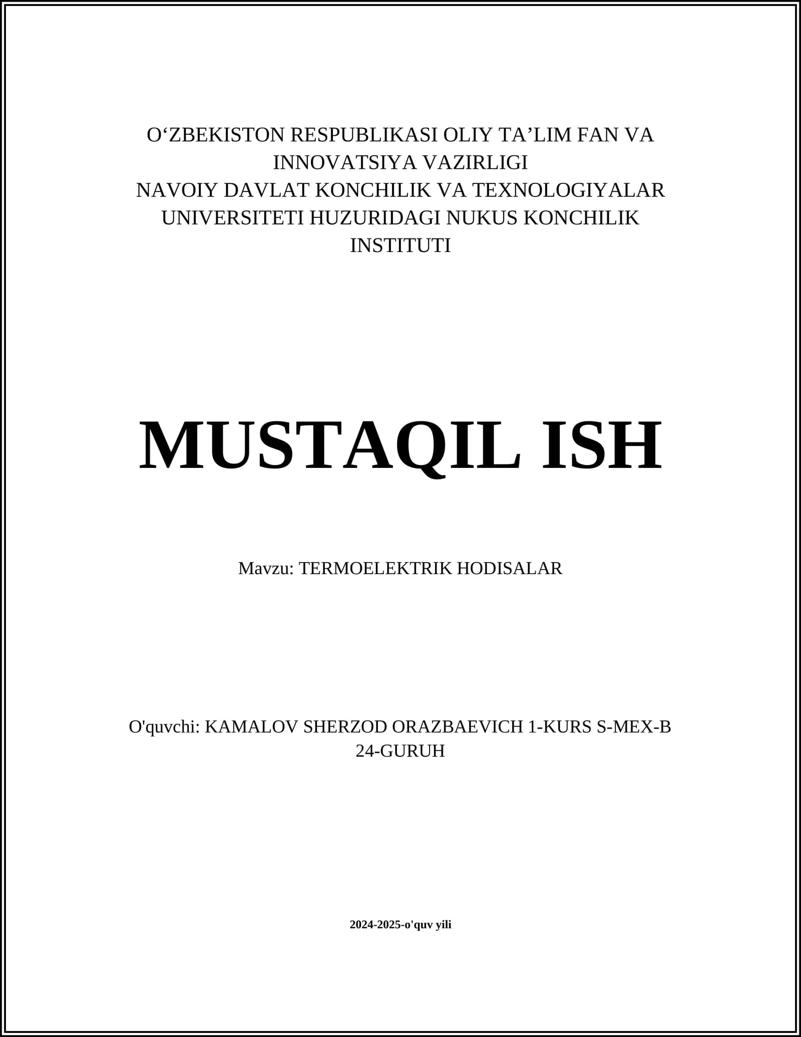 TERMOELEKTRIK HODISALAR